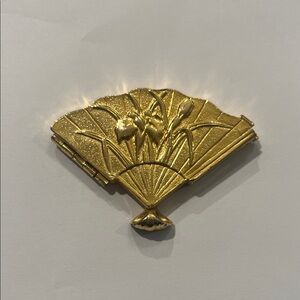 Vintage Celia Sebiri Fan locket pendant Gold tone metal